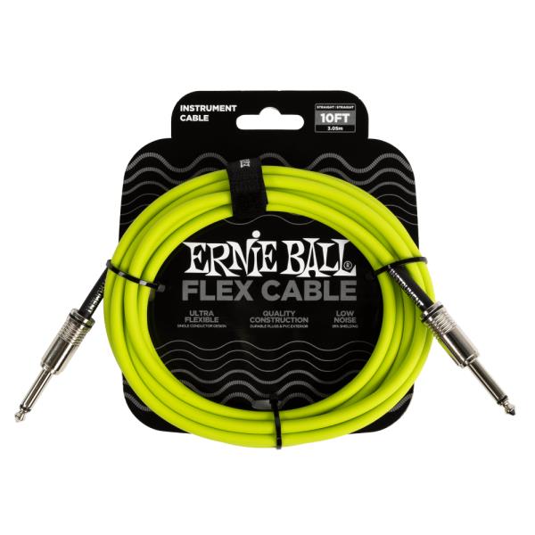 ERNIE BALL-楽器用ケーブルEB 6414 Flex Cable 10' SS Green
