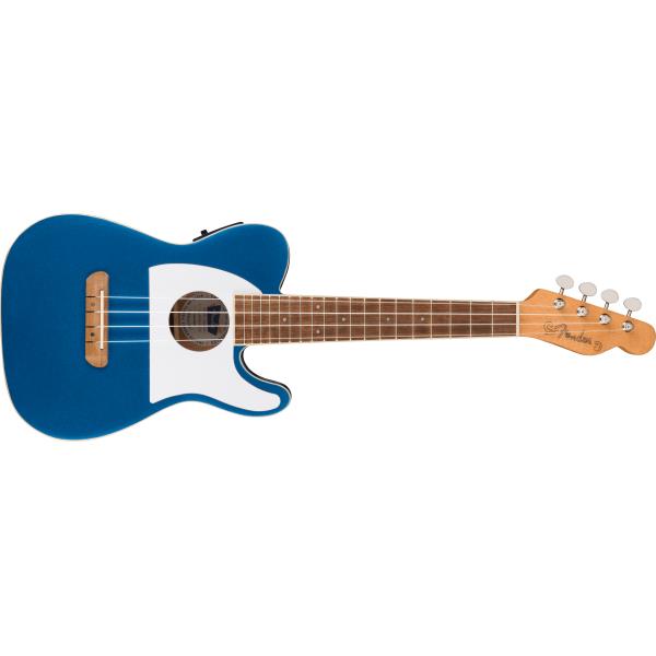 Fender-ウクレレFullerton Tele® Uke, Walnut Fingerboard, White Pickguard, Lake Placid Blue