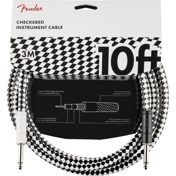 Fender-楽器用ケーブルPro 10' Instrument Cable, Checkerboard