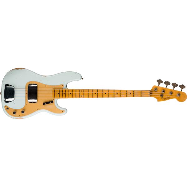 Fender Custom Shop-プレシジョンベース1958 Precision Bass® Relic®, 1-Piece Quartersawn Maple Neck Fingerboard, Aged Sonic Blue