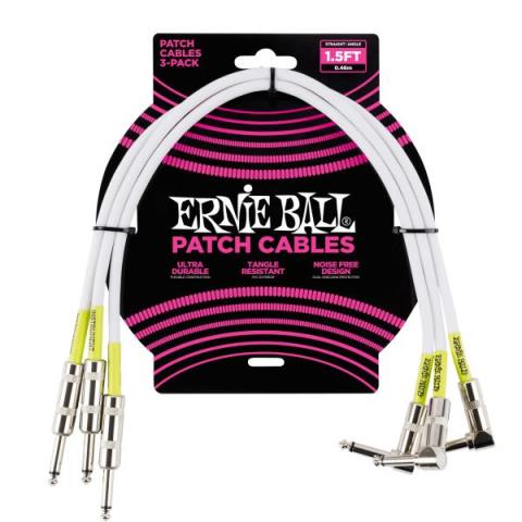 ERNIE BALL-パッチケーブル1.5' Straight / Angle Patch Cable 3-pack - White