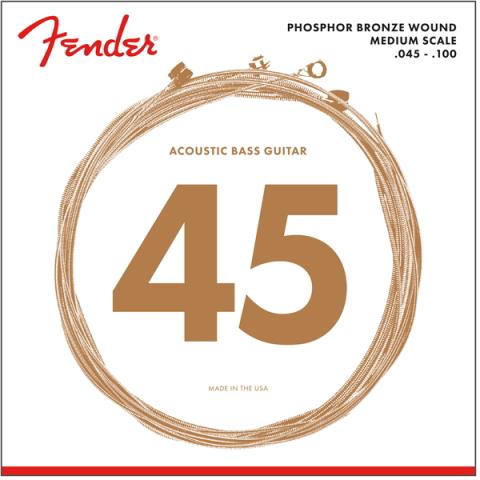 Fender-アコースティックベース弦7060 Acoustic Bass Strings, Phosphor Bronze, .45-.100 Gauges, (4)