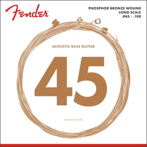 Fender-アコースティックベース弦8060 Acoustic Bass Strings, Phosphor Bronze, Long Scale, .45-.100 Gauges, (4)
