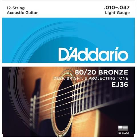 D'Addario-12弦アコースティックギター弦EJ36 12-String/Light 10-47