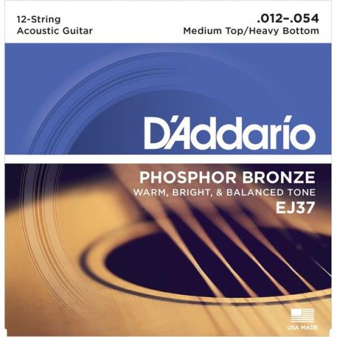 D'Addario-12弦アコースティックギター弦EJ37 12-String/Medium Top/Heavy Bottom 12-54