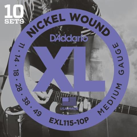 D'Addario-エレキギター弦10パックセットEXL115-10P Blues/Jazz Rock 11-49