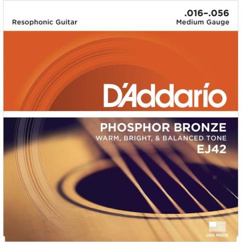 D'Addario-レゾネイターギター用アコースティック弦EJ42 Resophonic, Medium 16-56