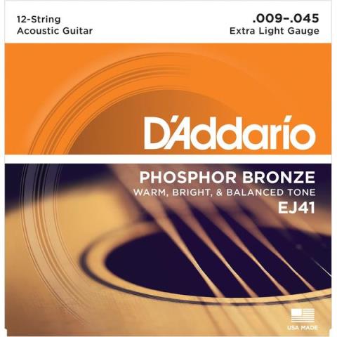 D'Addario-12弦アコースティックギター弦EJ41 12-string Extra Light 09-45