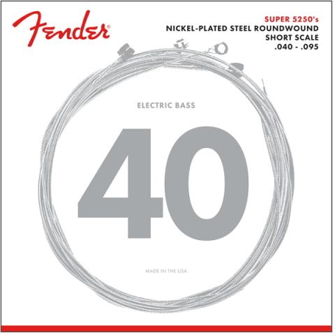 Fender-エレキベース弦Super 5250 Bass Strings, Nickel-Plated Steel Roundwound, Short Scale, 5250XL .040-.095 Gauges, (4)