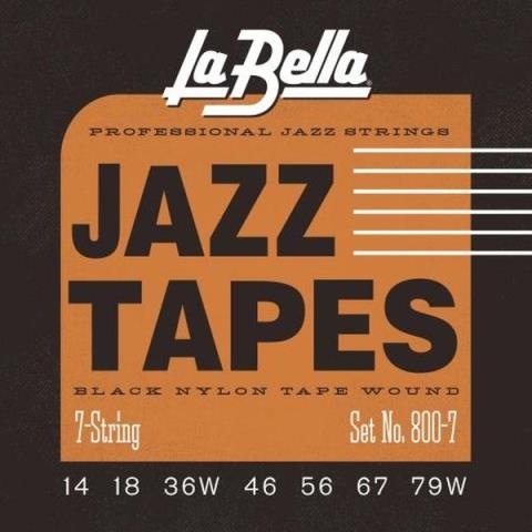La Bella-7弦エレキギターナイロン弦800-7 7弦 Black Nylon Tape Wound 14-79