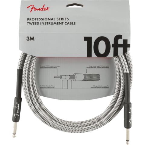 Fender-楽器用ケーブルProfessional Series Instrument Cable, 10', White Tweed
