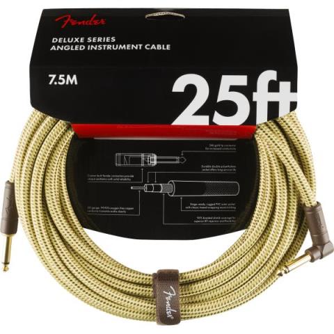 Fender-楽器用ケーブルDeluxe Series Instrument Cable, Straight/Angle, 25', Tweed