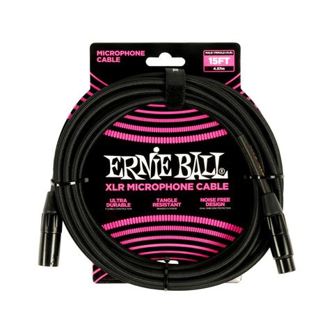ERNIE BALL-マイクケーブル15' Braided Male / Female XLR Microphone Cable Black