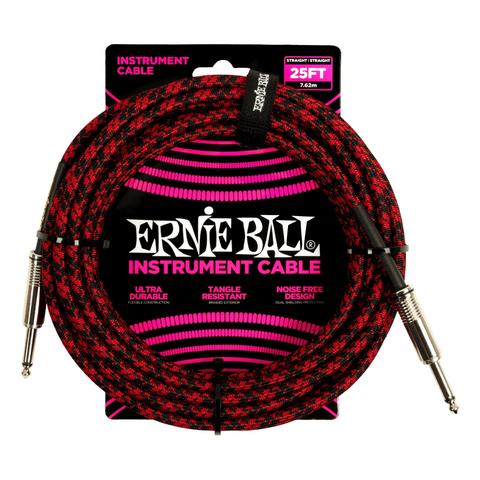 ERNIE BALL-楽器用組み上げケーブル25' Braided Straight / Straight Instrument Cable Red Black