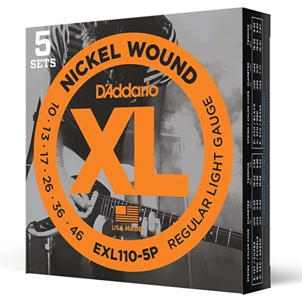 D'Addario-エレキギター弦5パックセットEXL110-5P Regular Light 10-46