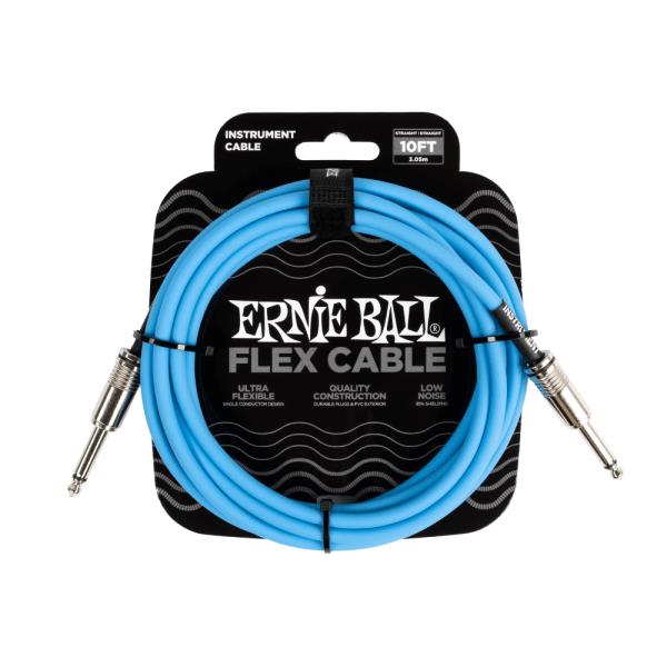 ERNIE BALL-楽器用ケーブルEB 6412 Flex Cable 10' SS Blue