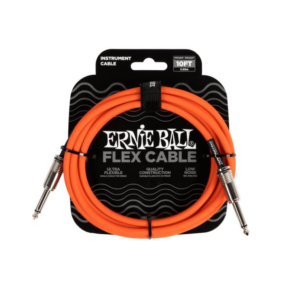 ERNIE BALL-楽器用ケーブルEB 6416 Flex Cable 10' SS Orange