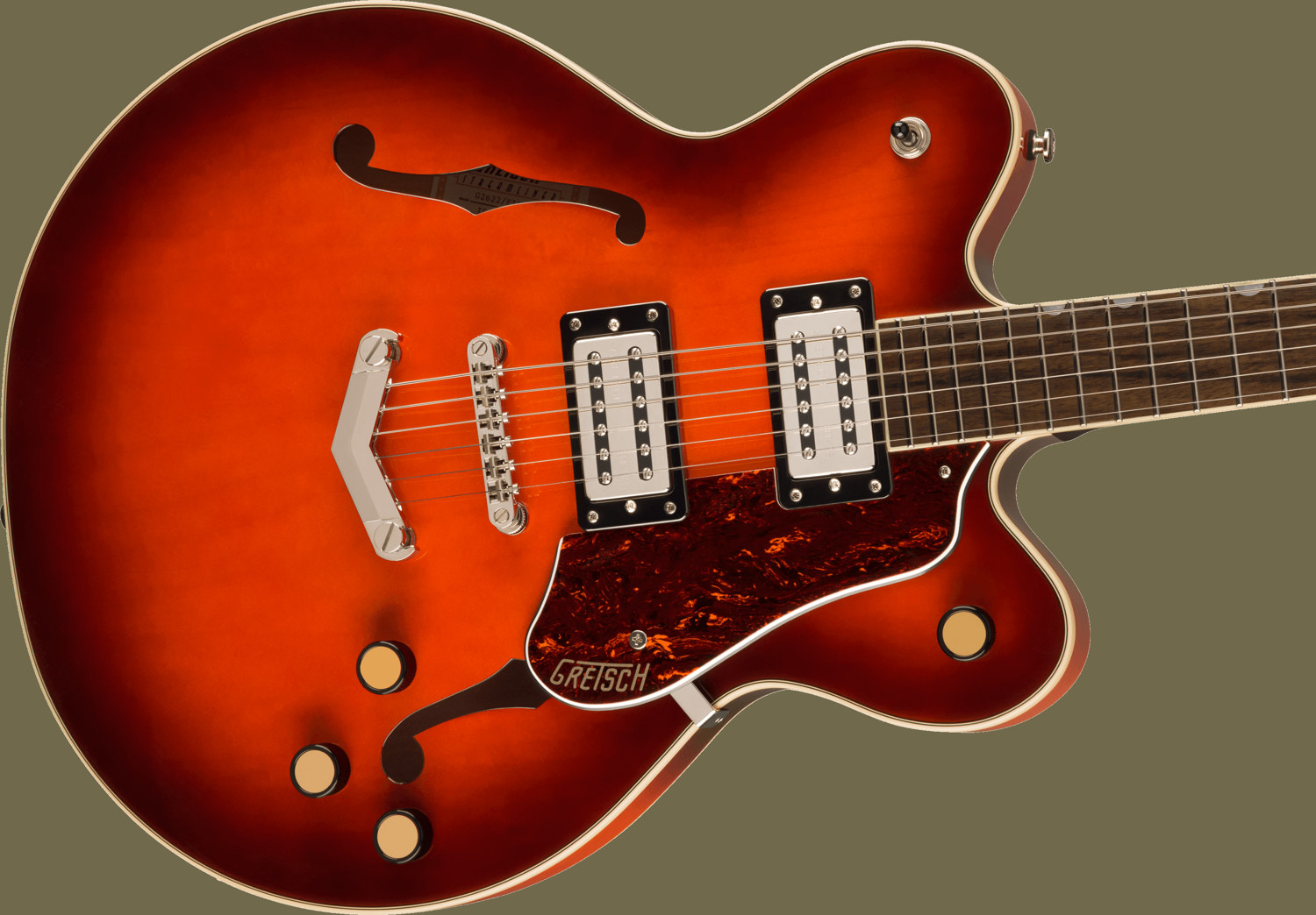 G2622 Streamliner™ Center Block Double-Cut with V-Stoptail, Laurel Fingerboard, Broad’Tron™ BT-3S Pickups, Fireburst追加画像 G2622 Streamliner™ Center Block Double-Cut with V-Stoptail, Laurel Fingerboard, Broad’Tron™ BT-3S Pickups, Fireburst追加画像