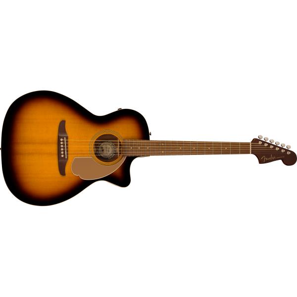 Fender-エレアコNewporter Player, Walnut Fingerboard, Gold Pickguard, Sunburst