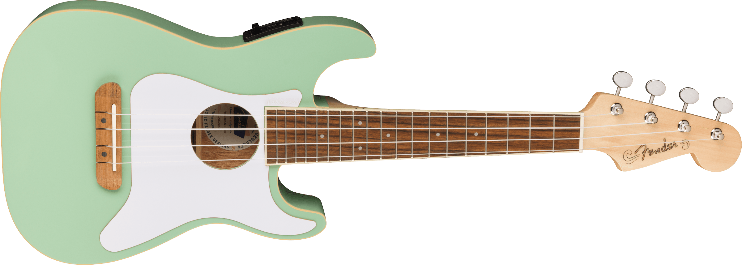 Fullerton Strat® Uke, Walnut Fingerboard, White Pickguard, Surf Green追加画像 Fullerton Strat® Uke, Walnut Fingerboard, White Pickguard, Surf Green追加画像