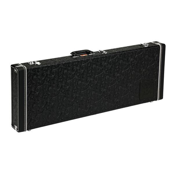 Fender-Waylon Jennings Strat/Tele Case, Black Tooled Leather