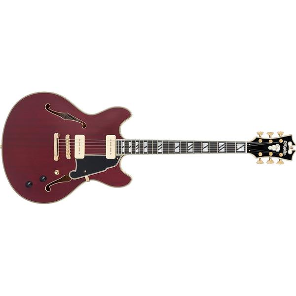 D'Angelico-セミアコギターDeluxe DC P-90 Satin Trans Wine