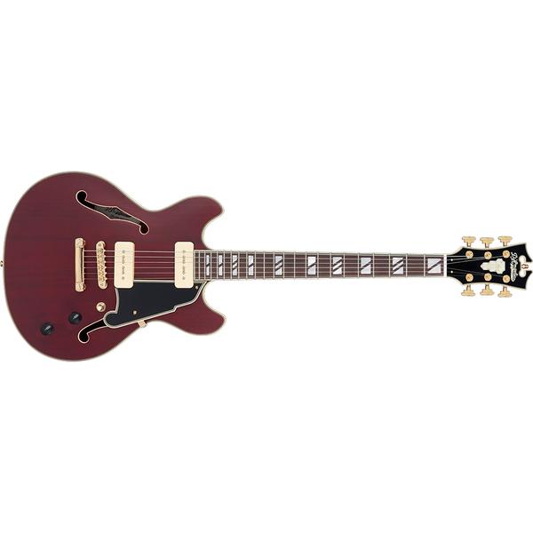 D'Angelico-セミアコギターDeluxe Mini DC P-90 Satin Trans Wine