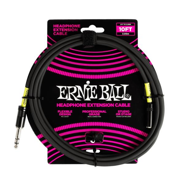 ERNIE BALL-ヘッドフォン用延長ステレオケーブルHeadphone Extension Cable 1/4 to 3.5mm 10ft Black