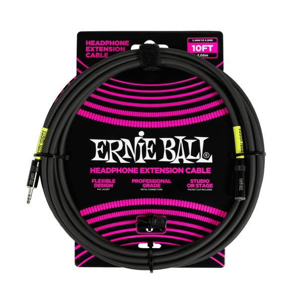 ERNIE BALL-ヘッドフォン用延長ステレオケーブルHeadphone Extension Cable 3.5mm to 3.5mm 10ft Black