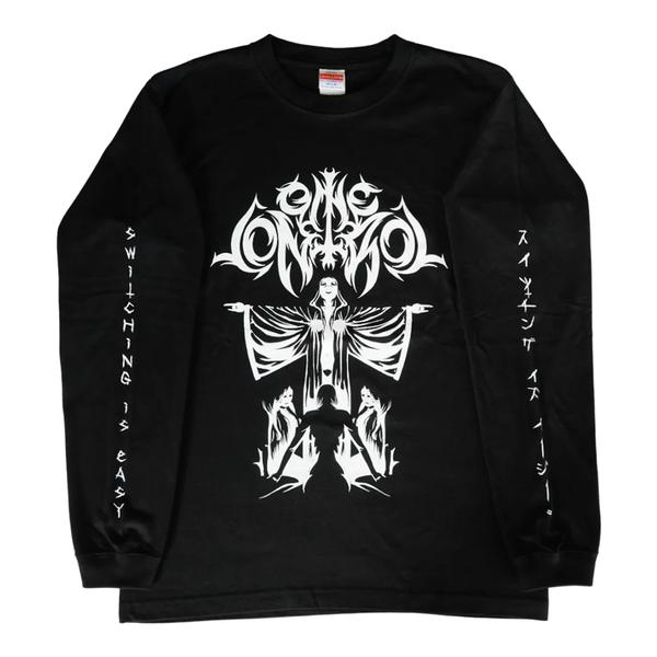 One Control-長袖Tシャツデスメタル風ロゴ ロングTシャツ ブラック XL