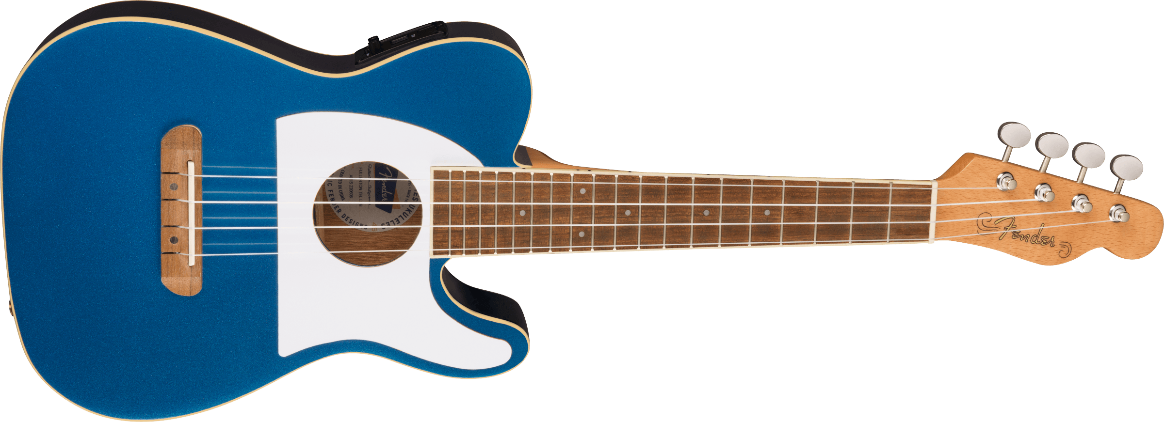 Fullerton Tele® Uke, Walnut Fingerboard, White Pickguard, Lake Placid Blue追加画像 Fullerton Tele® Uke, Walnut Fingerboard, White Pickguard, Lake Placid Blue追加画像