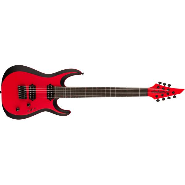 Jackson-エレキギターPro Plus Series DK Modern MDK7 HT, Ebony Fingerboard, Satin Red with Black bevels
