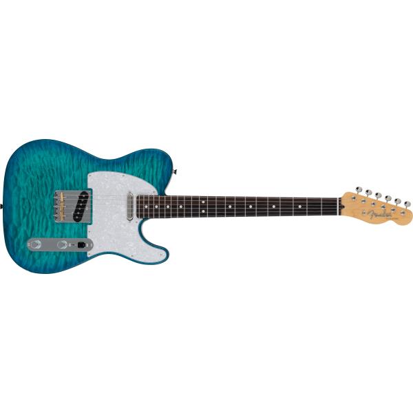 Fender-テレキャスター2024 Collection Made in Japan Hybrid II Telecaster®, Rosewood Fingerboard, Quilt Aquamarine