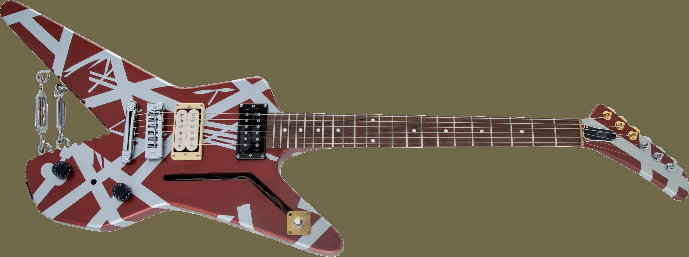Striped Series Shark, Pau Ferro Fingerboard, Burgundy with Silver Stripes追加画像 Striped Series Shark, Pau Ferro Fingerboard, Burgundy with Silver Stripes追加画像