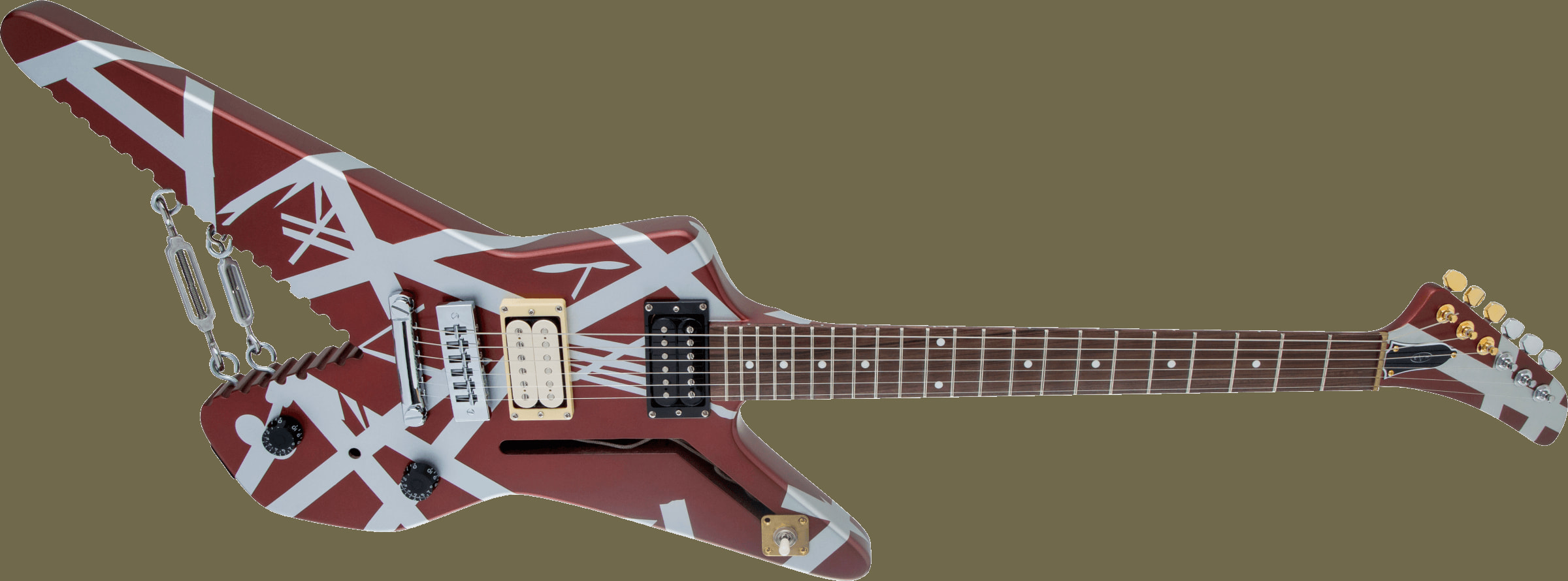 Striped Series Shark, Pau Ferro Fingerboard, Burgundy with Silver Stripes追加画像 Striped Series Shark, Pau Ferro Fingerboard, Burgundy with Silver Stripes追加画像