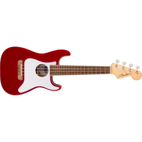 Fullerton Strat® Uke, Walnut Fingerboard, White Pickguard Candy Apple Redサムネイル