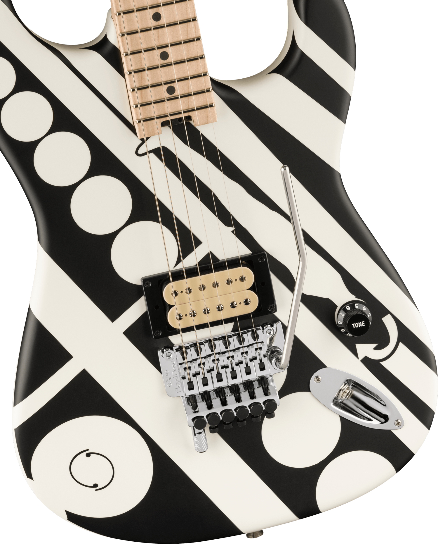 EVH® Striped Series Circles, Maple Fingerboard, White and Black追加画像 EVH® Striped Series Circles, Maple Fingerboard, White and Black追加画像