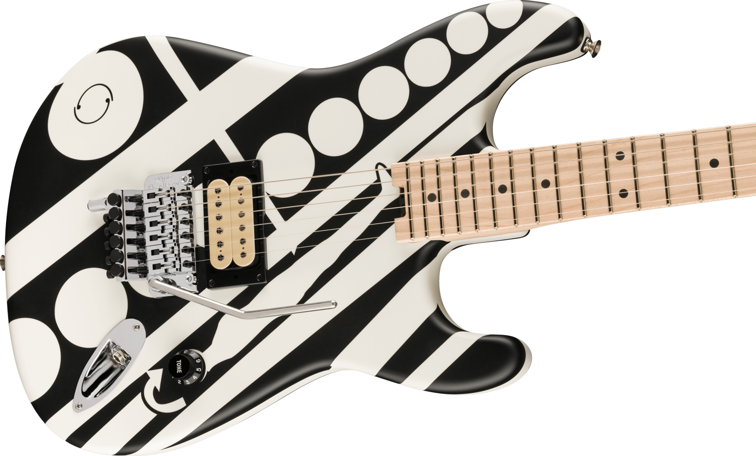 EVH® Striped Series Circles, Maple Fingerboard, White and Black追加画像 EVH® Striped Series Circles, Maple Fingerboard, White and Black追加画像