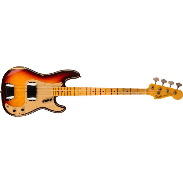 Fender Custom Shop-プレシジョン・ジャズベースLimited Edition P-Jazz® Bass Relic®, 1-Piece Quartersawn Maple Neck Fingerboard, Chocolate 3-Color Sunburst