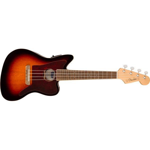 Fender-コンサートウクレレFullerton Jazzmaster® Uke, Walnut Fingerboard, Tortoiseshell Pickguard, 3-Color Sunburst
