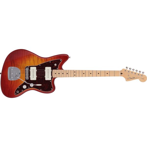 Fender-ジャズマスター2024 Collection Made in Japan Hybrid II Jazzmaster®, Maple Fingerboard, Flame Sunset Orange Transparent