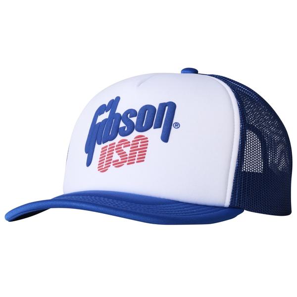 Gibson-スナップバックキャップGibson USA Foam Trucker White/Blue GA-USAFMTRHT