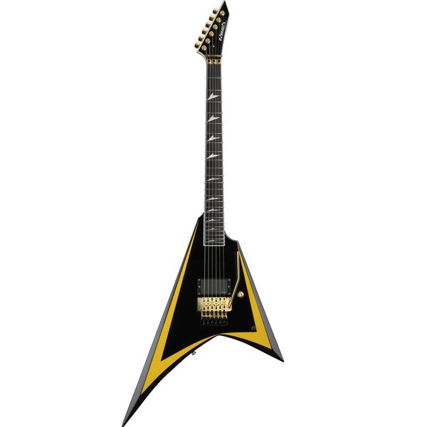 EDWARDS-Alexi Laiho シグネチャーエレキギターE-ALEXI ARROW HEAD Black with Yellow Stripe