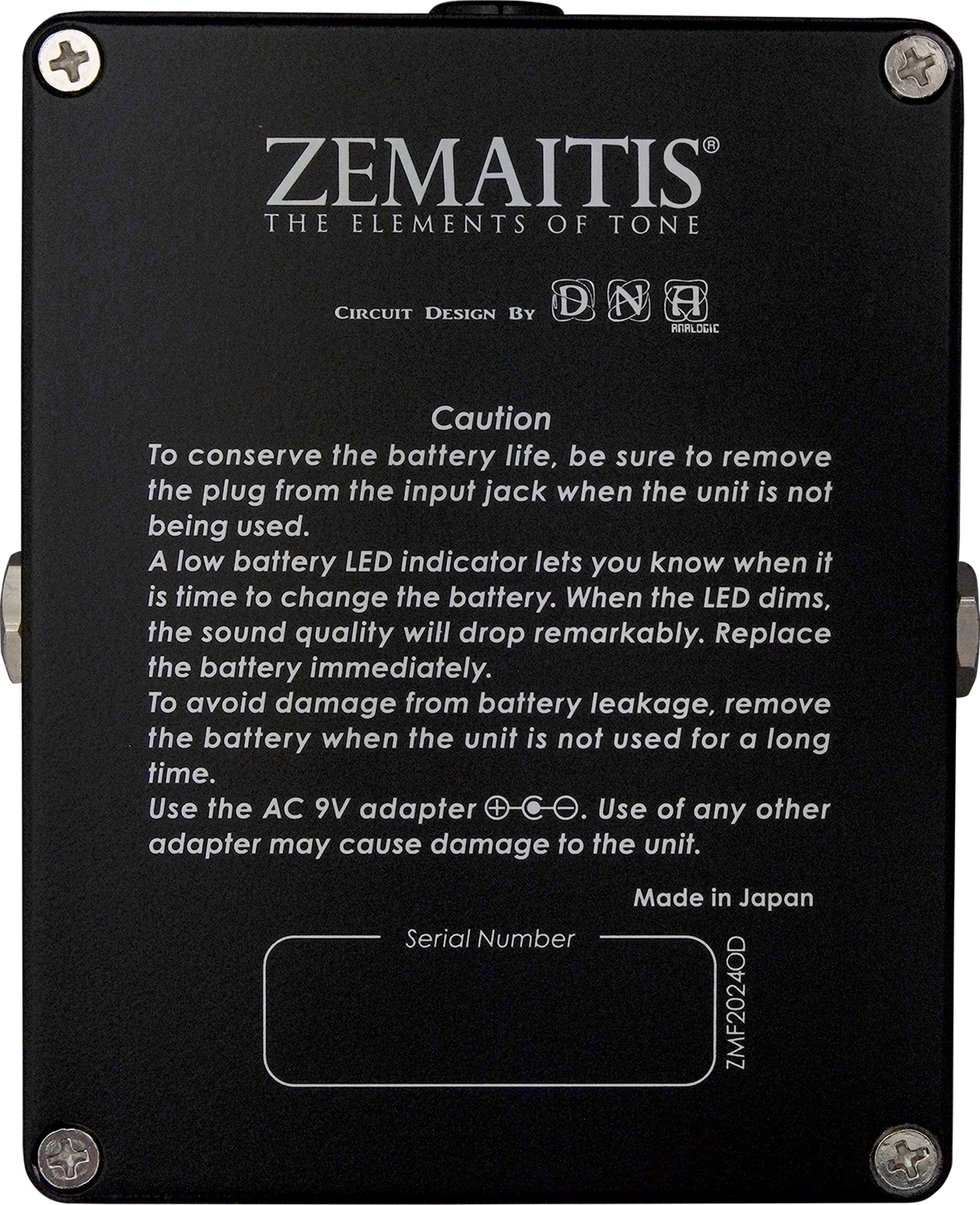 ZMF2024OD Metal Front Overdrive Pedal背面画像 ZMF2024OD Metal Front Overdrive Pedal背面画像