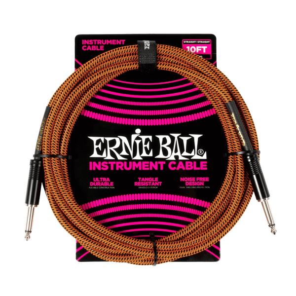 ERNIE BALL-楽器用ケーブルEB 6468 Braided Cable 10' SS Pumpkin Pie