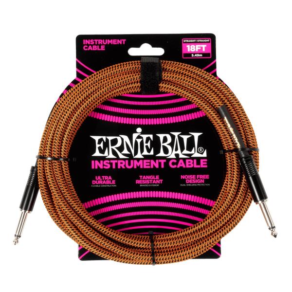 ERNIE BALL-楽器用ケーブルEB 6469 Braided Cable 18' SS Pumpkin Pie