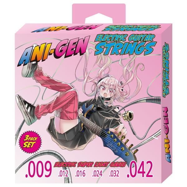 KIKUTANI-エレキギター弦3セットパックANI-SE09 Super Light 09-42 3Pack Set