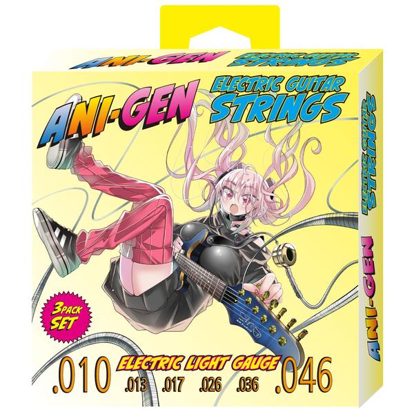 KIKUTANI-エレキギター弦3セットパックANI-SE10 Light 10-46 3Pack Set