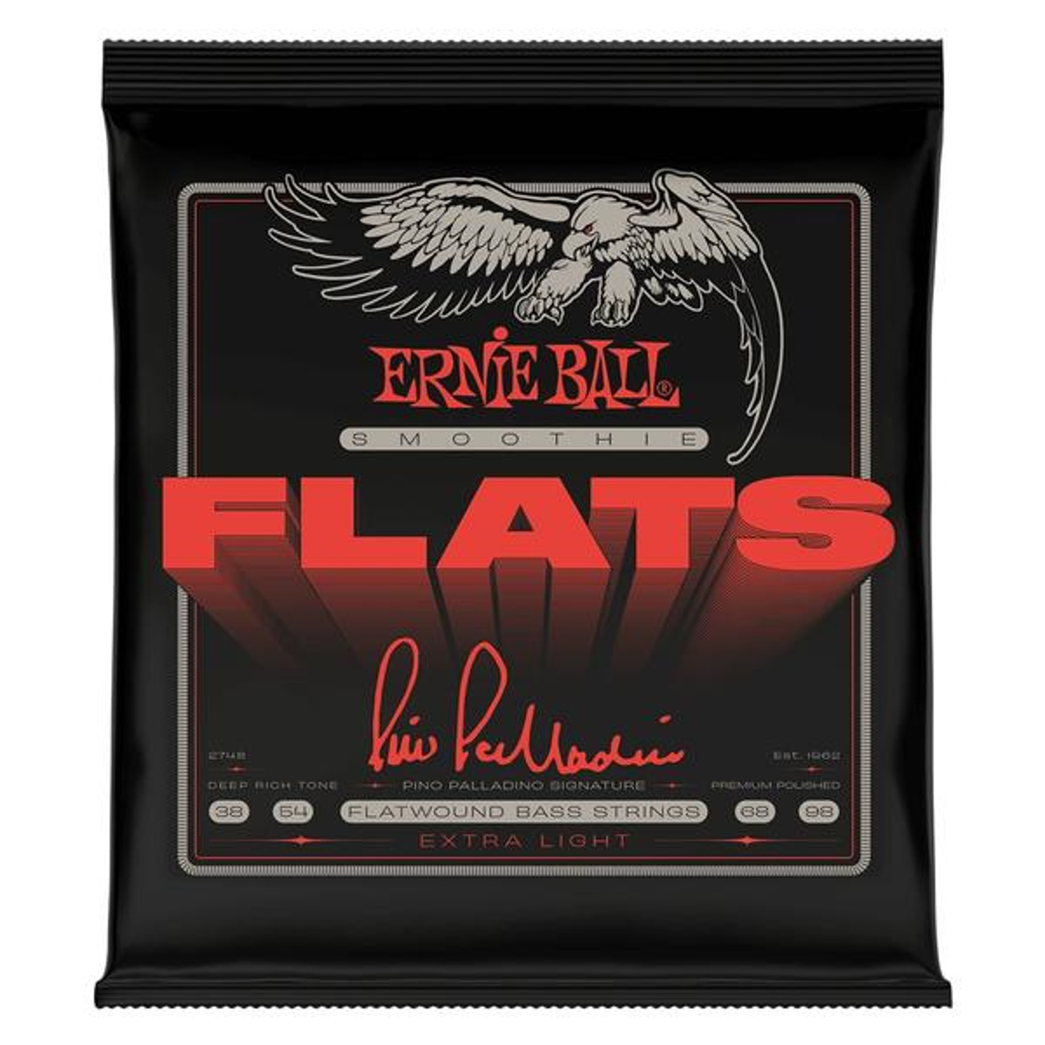 ERNIE BALL-ベース用フラットワウンド弦2748 Pino Palladino Signature Flatwound Extra Light 38-98