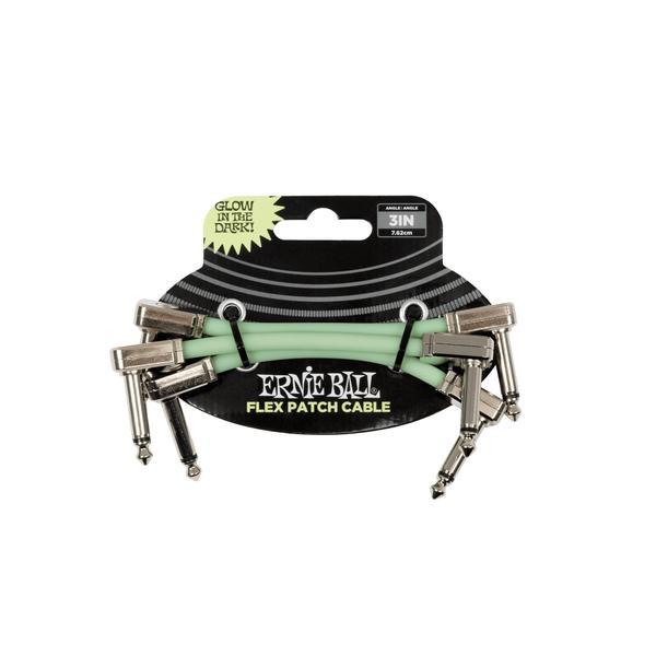 ERNIE BALL-蓄光パッチケーブル3本パックEB 6474 Flex Patch Cable 3' LL Glow-in-Dark 3Pack
